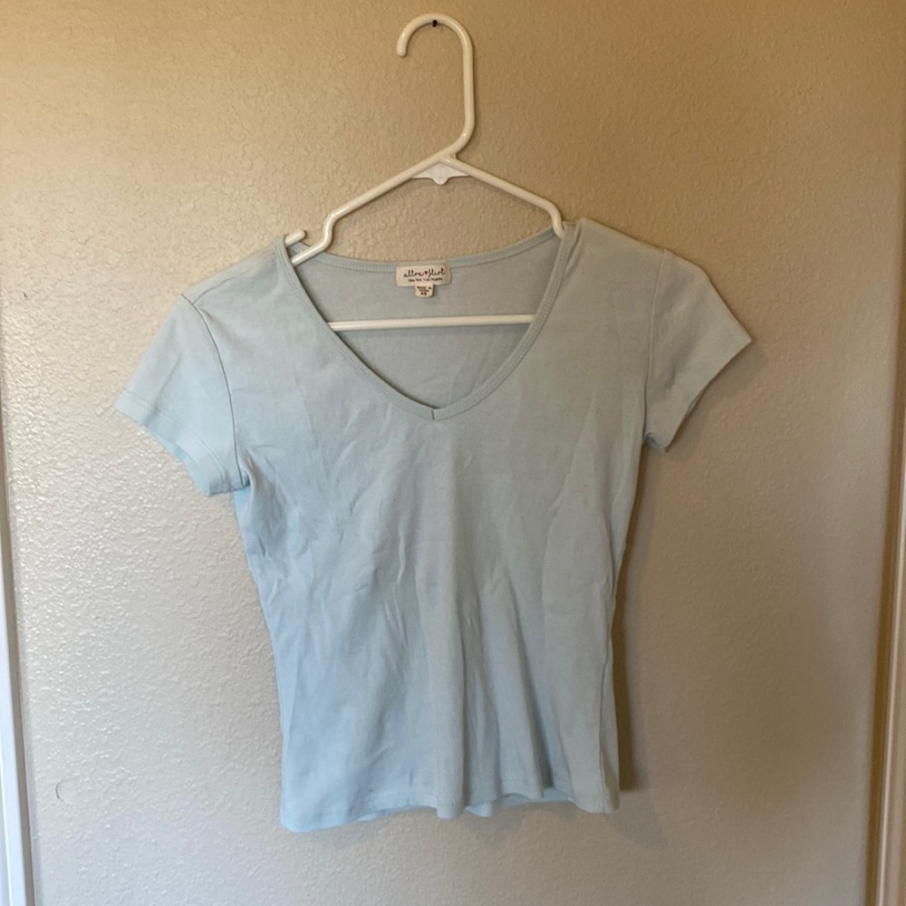 teal tight fitted v neck